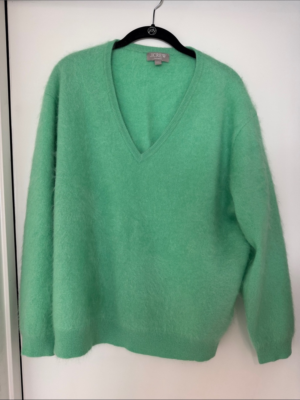 J. Crew Brushed Cashmere Mint Green V-Neck Women's Sweater